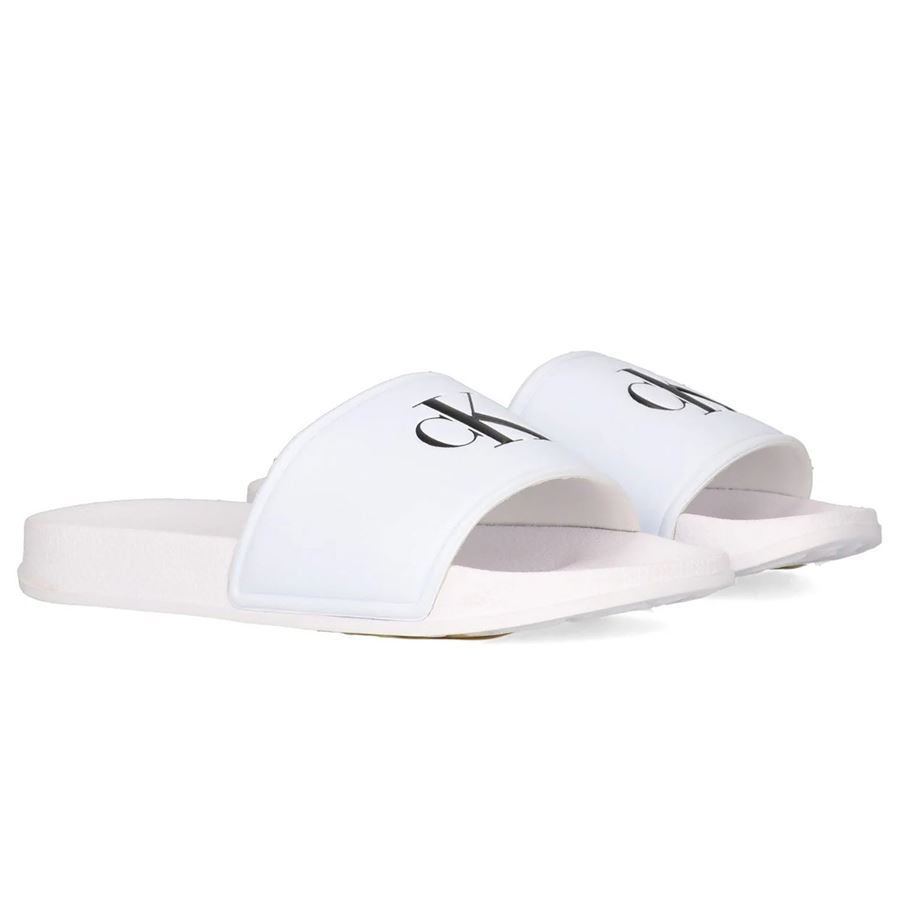 Ciabatte pool mono colore con logo iconico da bambino Calvin Klein | V3X0830321172100